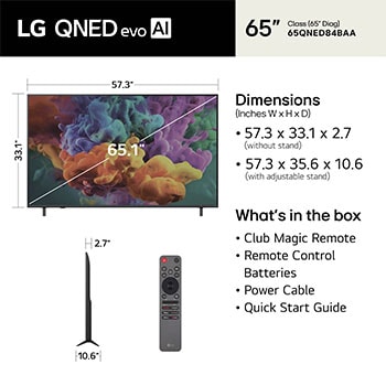 65 inch LG QNED evo AI QNED84 Mini LED 4K Smart TV 2026